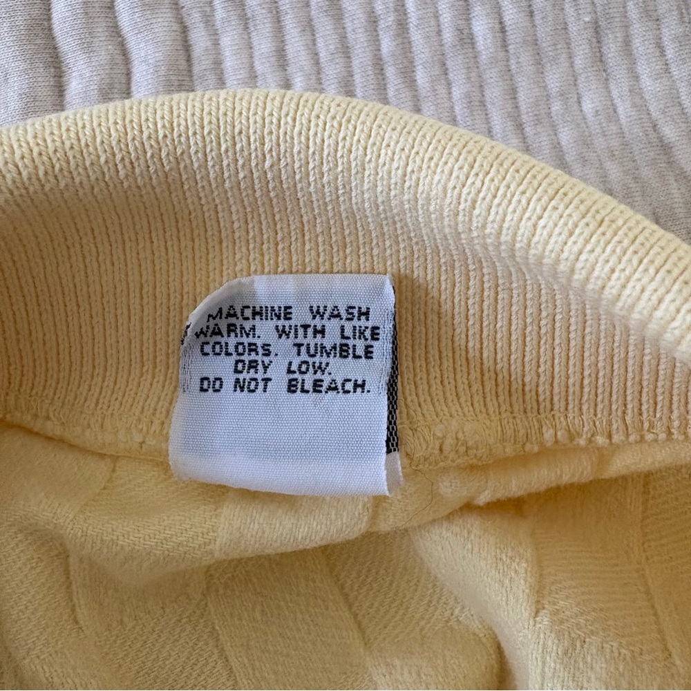 Vintage Cotton to the Core Buttercream Yellow Basketweave Knit Sweater Sz M - Picture 5 of 8